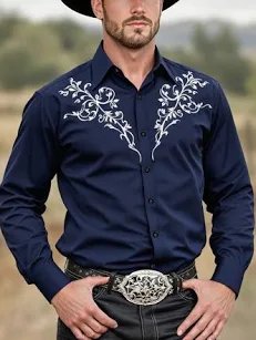 Camisa Jeans Western Bordada